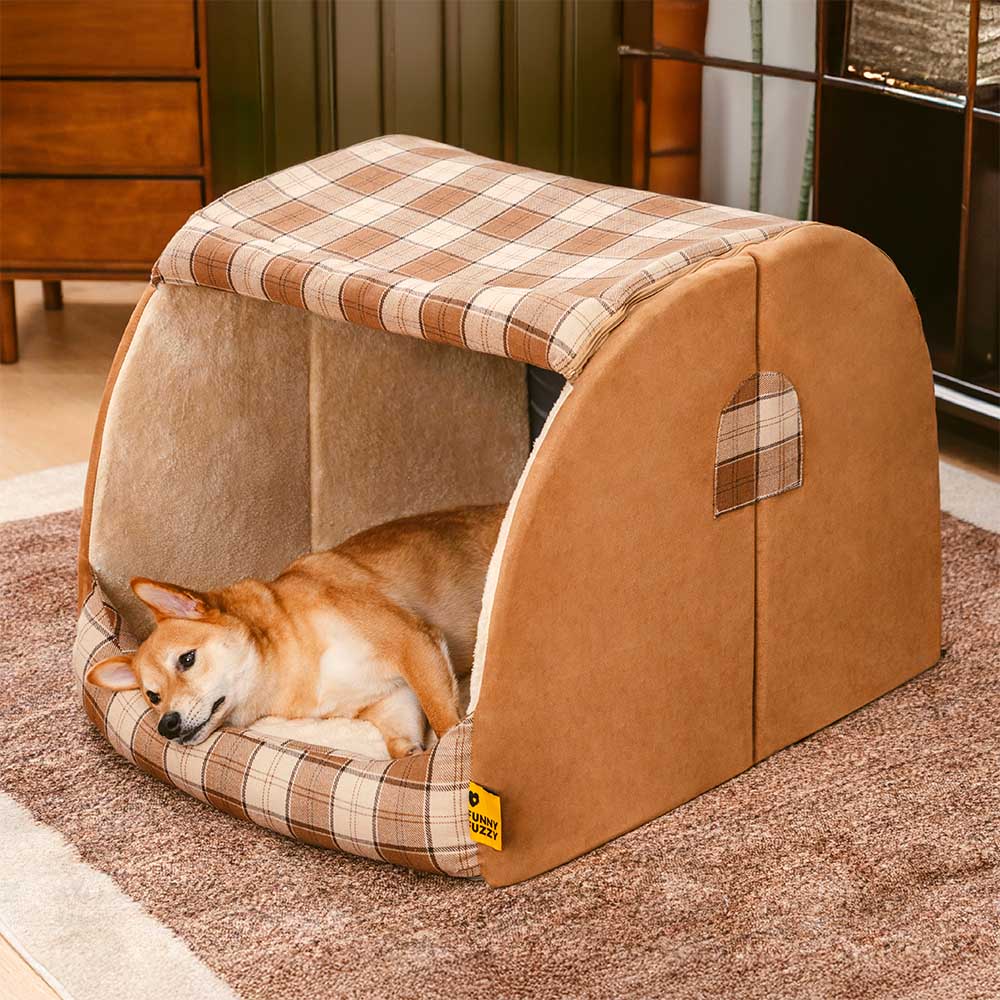 Cama ortopédica para perros Classical Plaid House - Cabaña Retreat