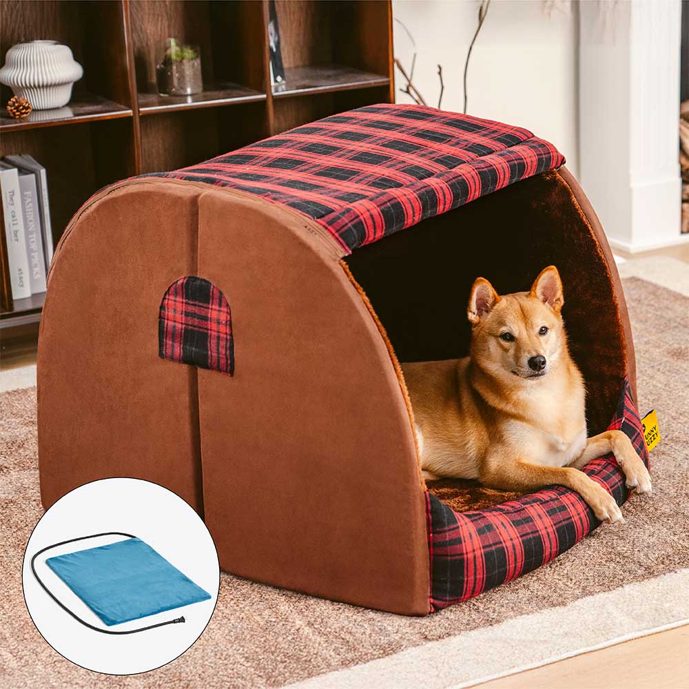 Cama ortopédica para perros Classical Plaid House - Cabaña Retreat