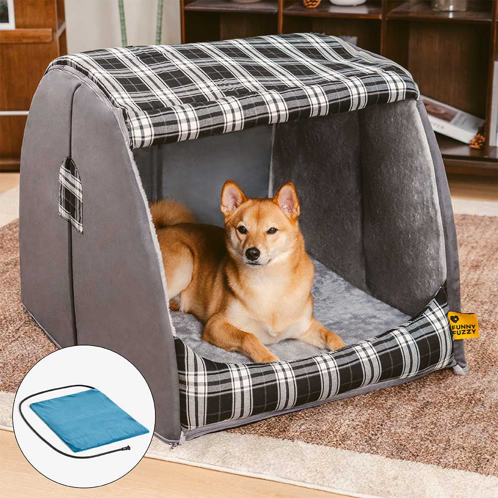 Cama ortopédica para perros con diseño clásico de cuadros escoceses - Warm Retreat