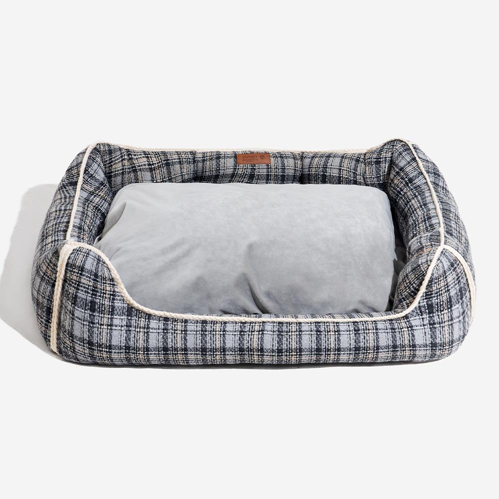 Cama para perros con cojines extraíbles, clásica y retro a cuadros, relajante - Nostalgic Retreat