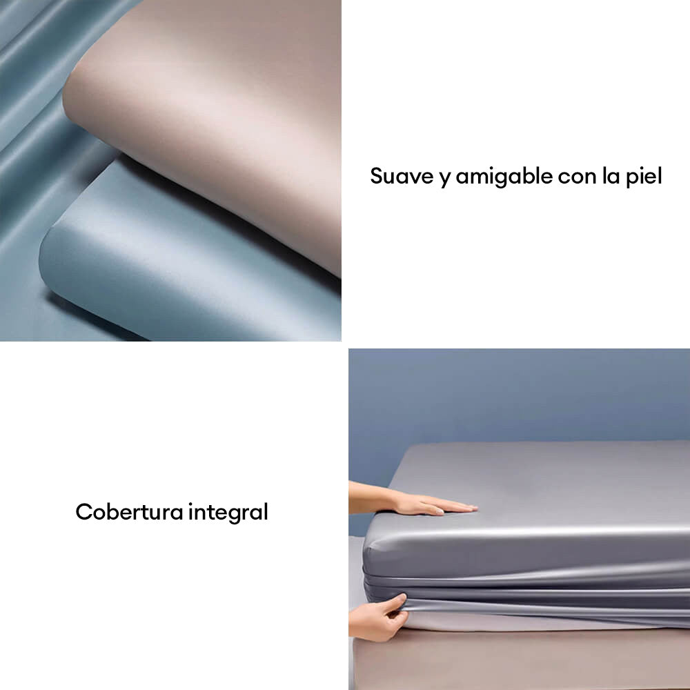 Sábana ajustable para colchón de lyocell de 100 % de color liso, sedosa y refrescante de primera calidad