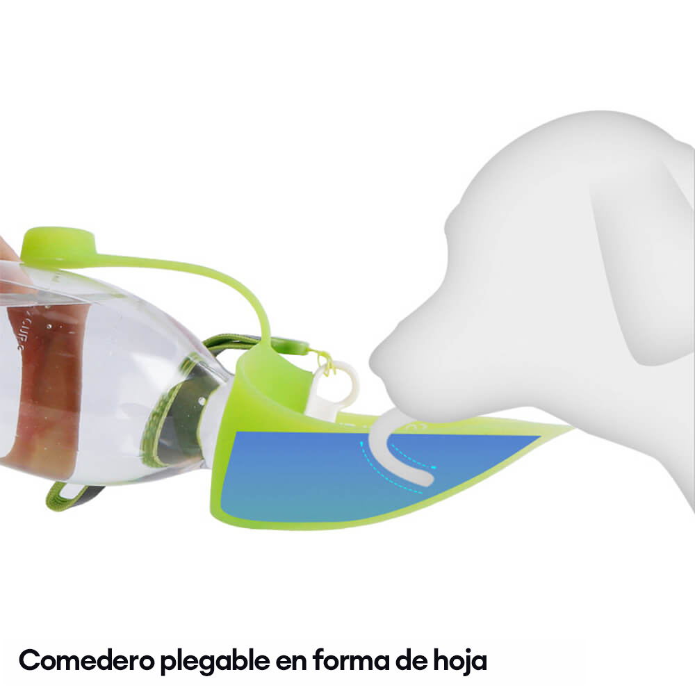 Dispensador de agua portátil para viajes al aire libre con forma de hoja, botella de agua para perros