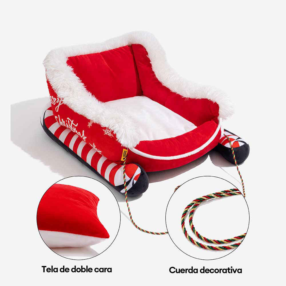 Cama festiva y acogedora para perros: trineo navideño