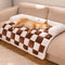 Cubierta protector de muebles para perros acogedores a cuadros de crema cuadrado