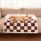 Cubierta protector de muebles para perros acogedores a cuadros de crema cuadrado