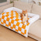 Cubierta protector de muebles para perros acogedores a cuadros de crema cuadrado