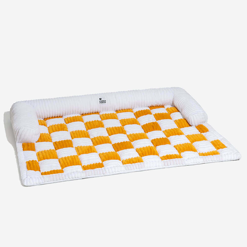 Cubierta protector de muebles para perros acogedores a cuadros de crema cuadrado
