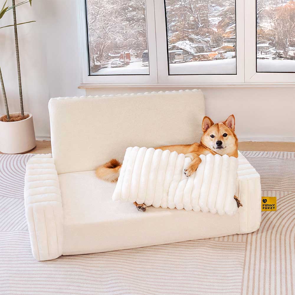 Cama ortopédica para humanos y perros con relleno cremoso y esponjoso: comodidad expandible