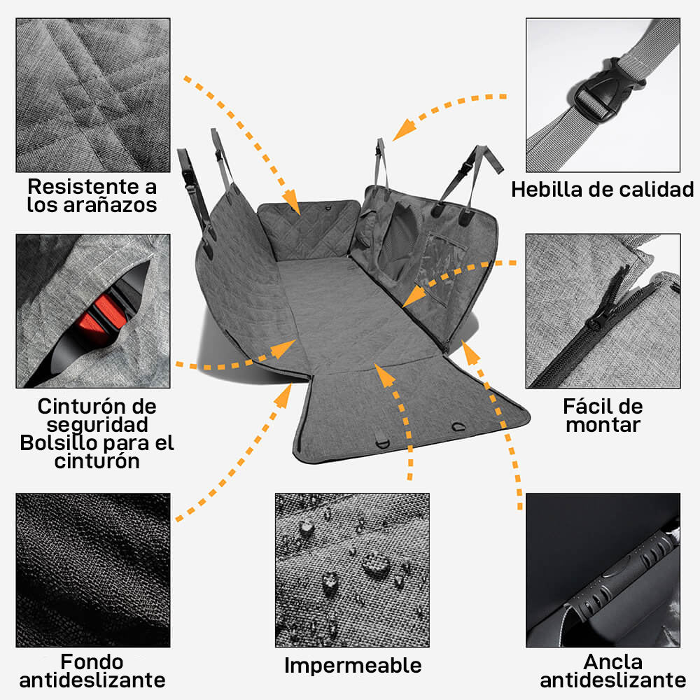 Cubierta de asiento de coche para perros resistente a los arañazos impermeable de tela Oxford catiónica