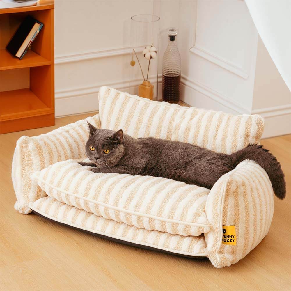 Cama de gato de doble capa de falso a rayas de moda