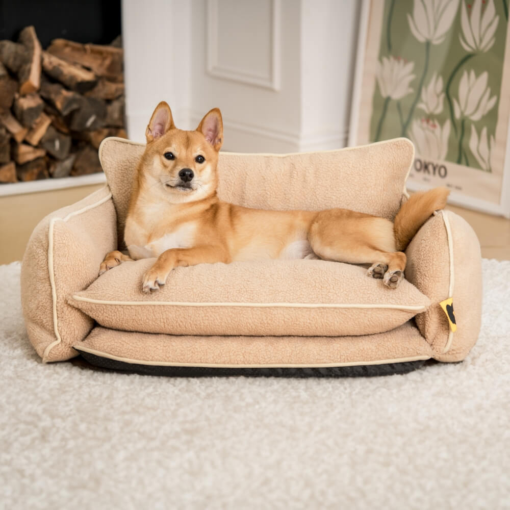 Cubierta de cama - Sofá para perros y gatos de doble capa de suave piel de cordero sintética