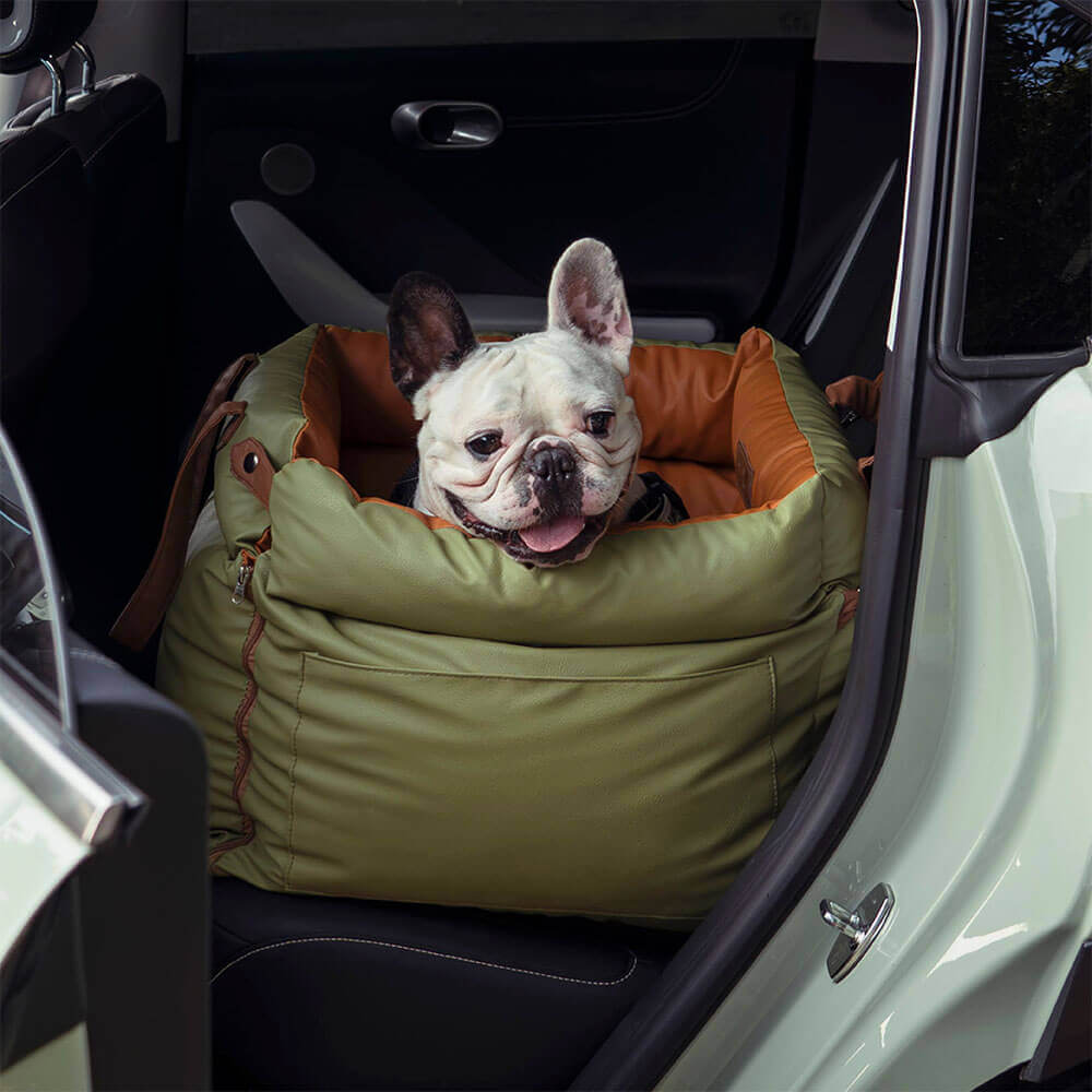 Cama elevada de asiento para perros de cuero sintético de lujo: Urban Voyager