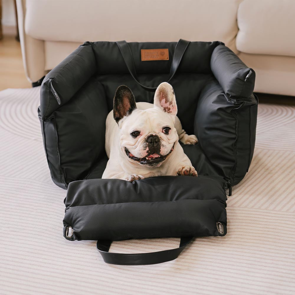 Cama elevada de asiento para perros de cuero sintético de lujo: Urban Voyager