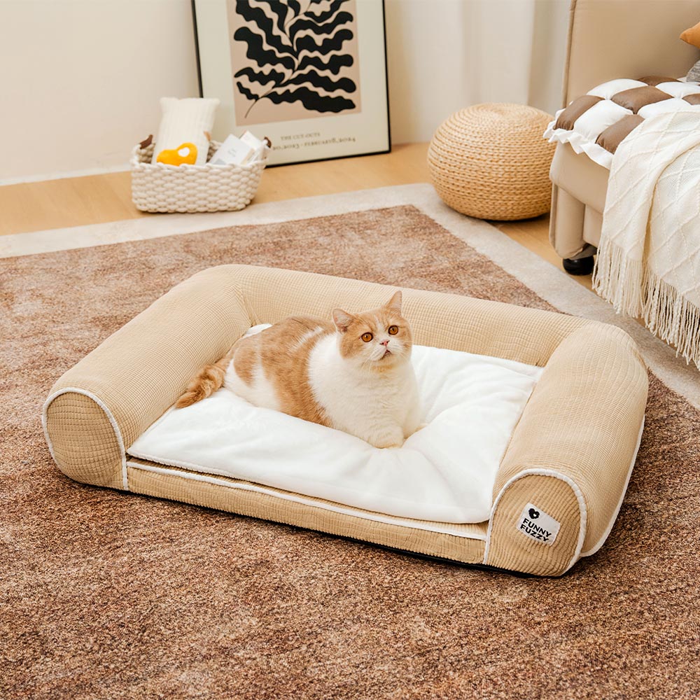 Sofá cama ortopédico para perros de franela de lujo de doble capa