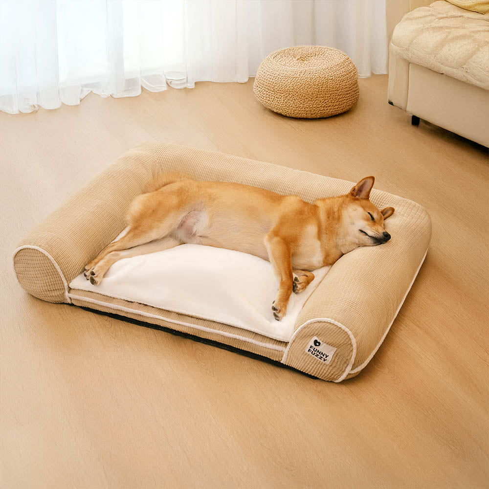 Sofá cama ortopédico para perros de franela de lujo de doble capa