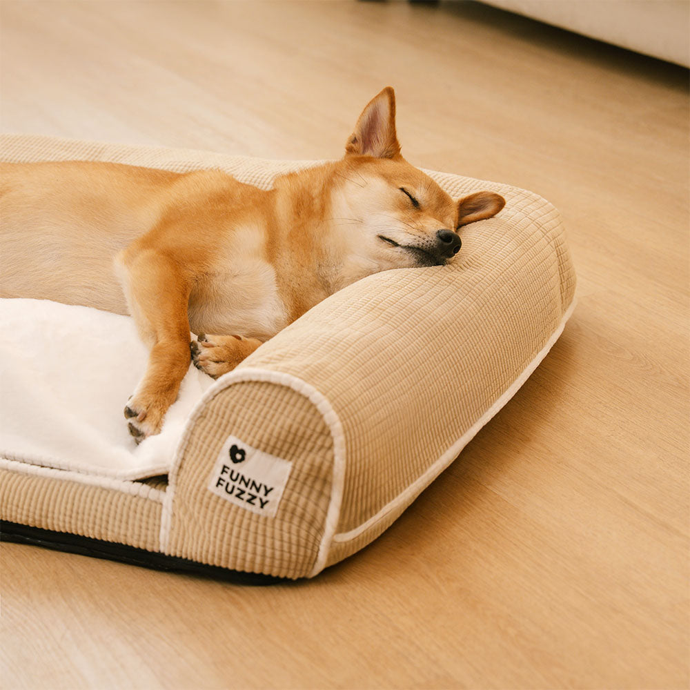 Sofá cama ortopédico para perros de franela de lujo de doble capa