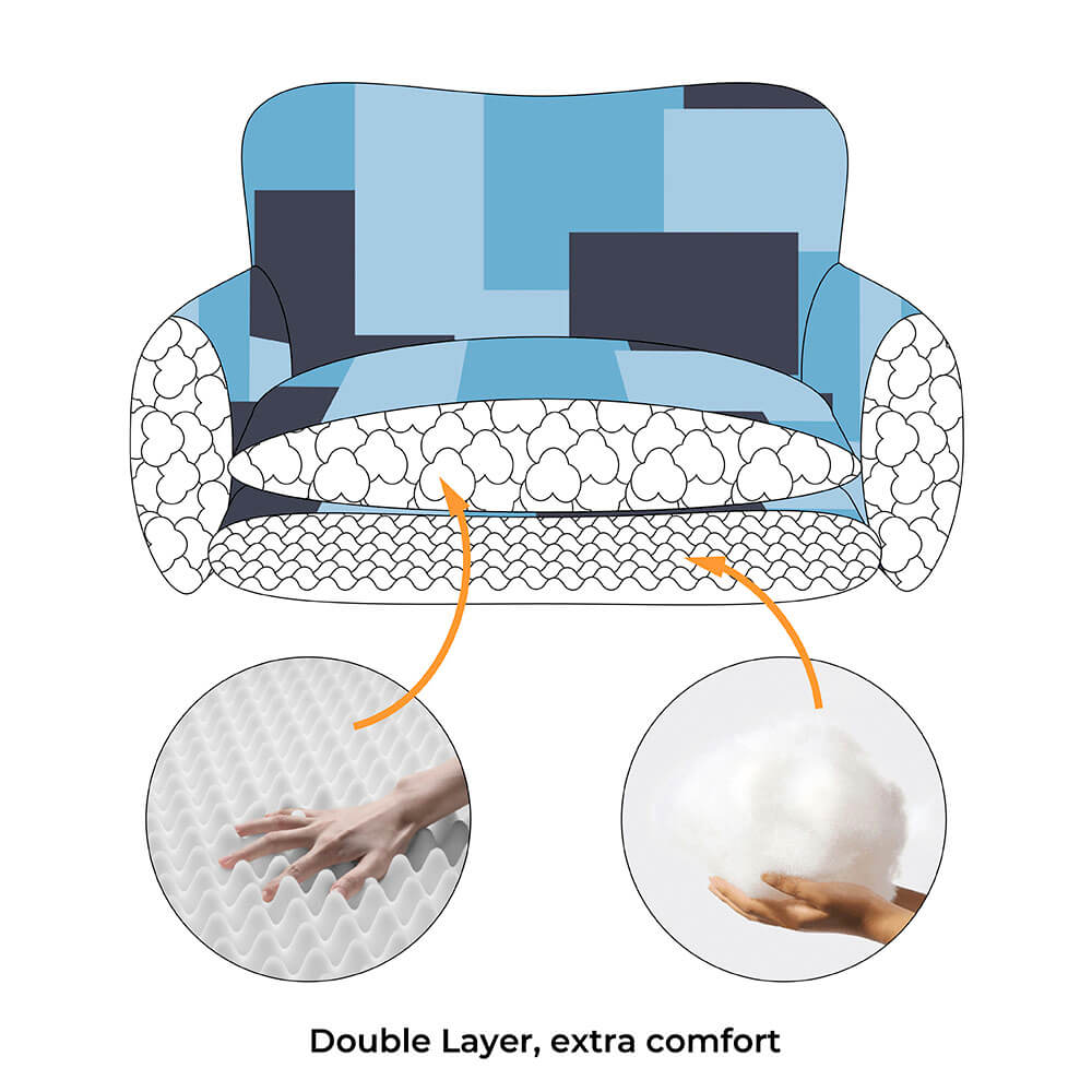 Cama de sofá de doble capa de estilo de mosaico de mezclilla