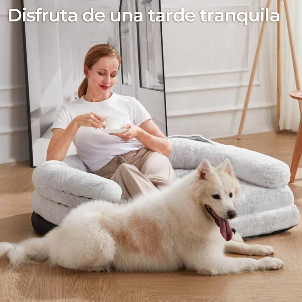 Cama grande y elegante de felpa para perros, cama plegable para perros y humanos