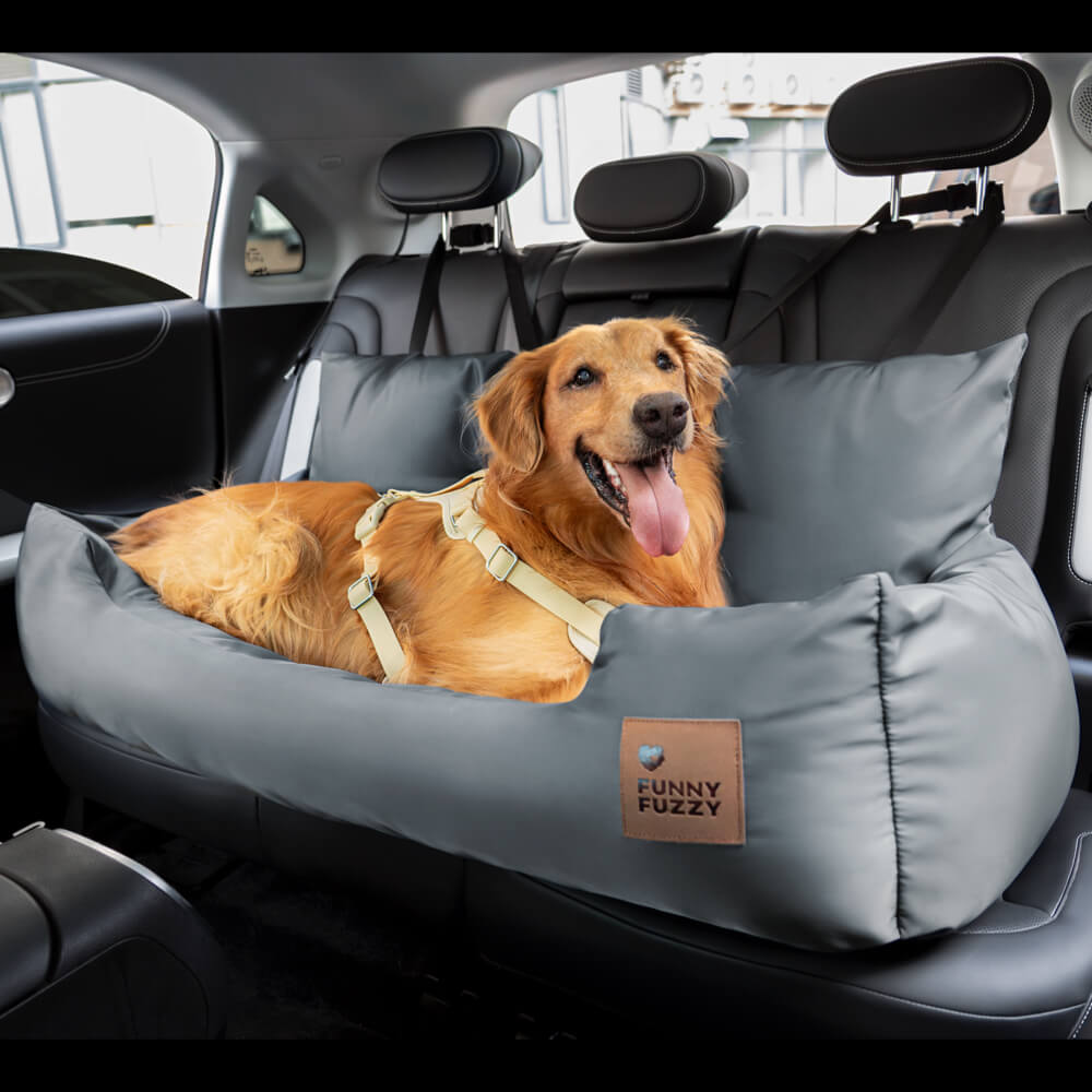 Cama de respaldo impermeable y segura para perros medianos y grandes para viajes en coche