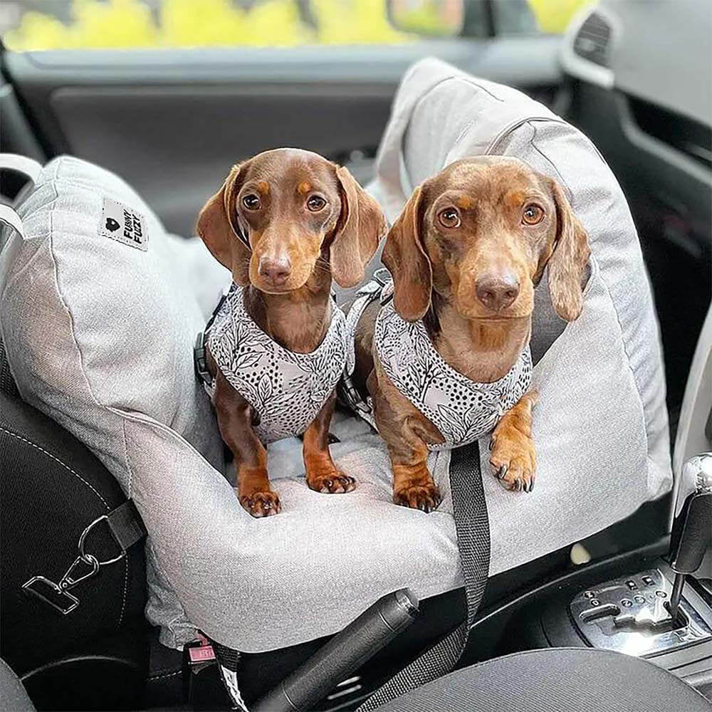 Cama para Asiento de Coche para Perros Vintage a Cuadros con Corazones