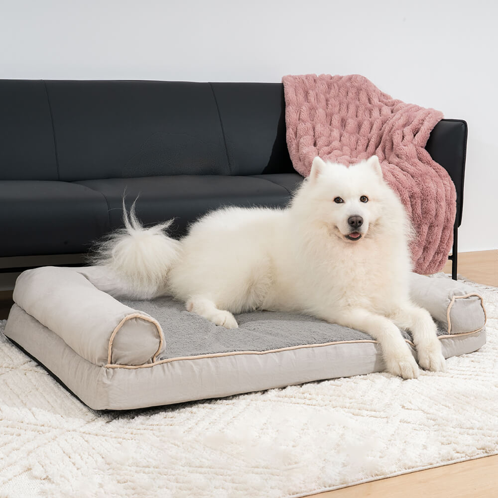 Cama ortopédica para perros con soporte completo de ante y forro polar sintético