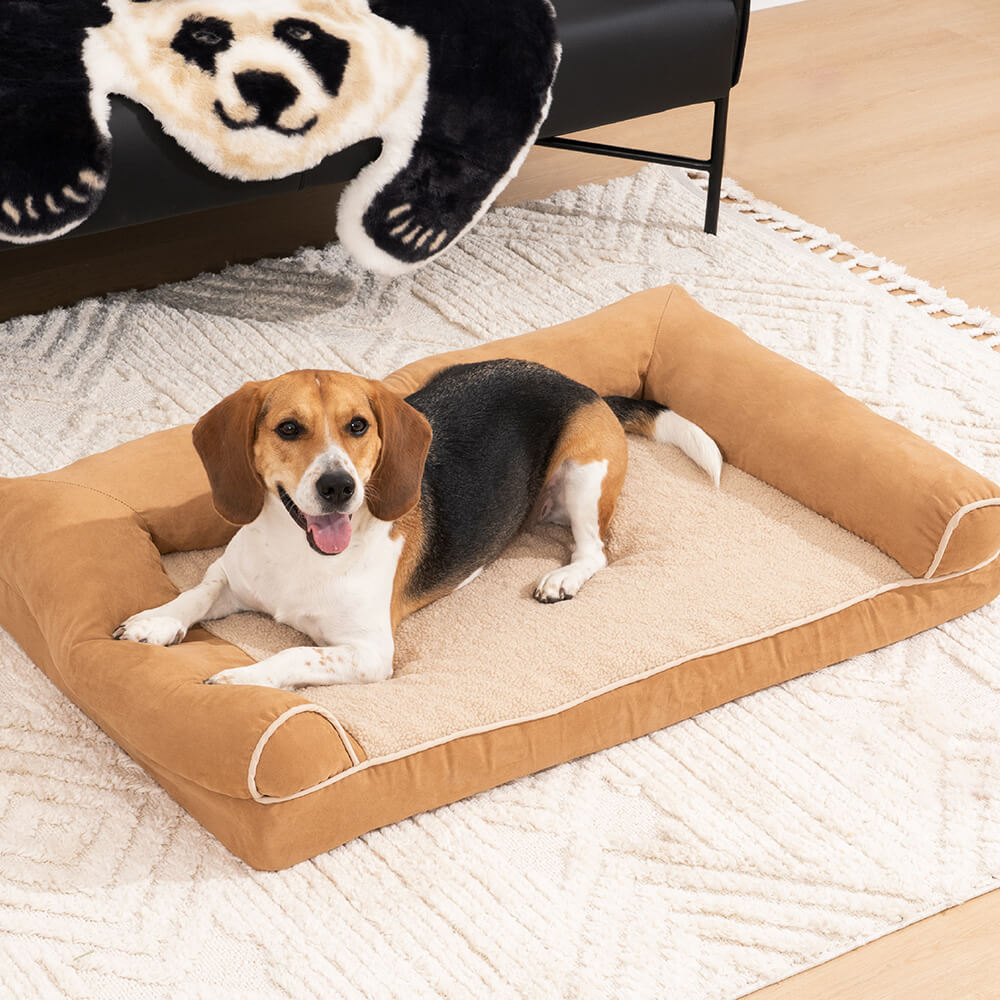 Cama ortopédica para perros con soporte completo de ante y forro polar sintético