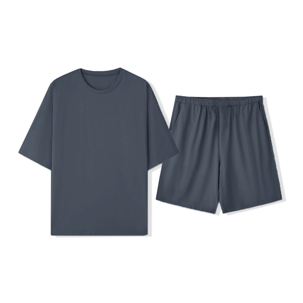 Resistente al pelo de mascotas ecológico y puro <tc>Color</tc> Conjunto de pijama para parejas de manga corta y cuello redondo