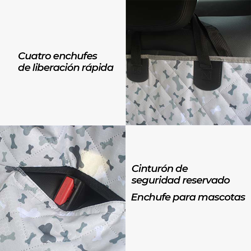 Funda para asiento de coche para perros de tamaño doble de tela Oxford con patrón de huesos