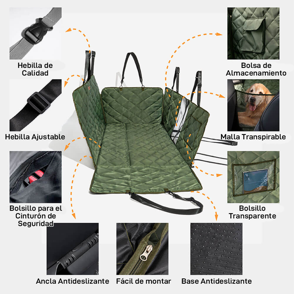 Extensión de asiento trasero para perros móvil para dormitorio extra grande y de cobertura total - Ideal para viajar y acampar