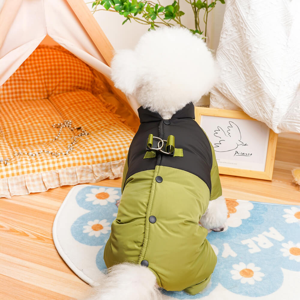 Abrigo para perros de cuatro patas para exteriores, resistente al agua y al viento, con abertura en la parte posterior