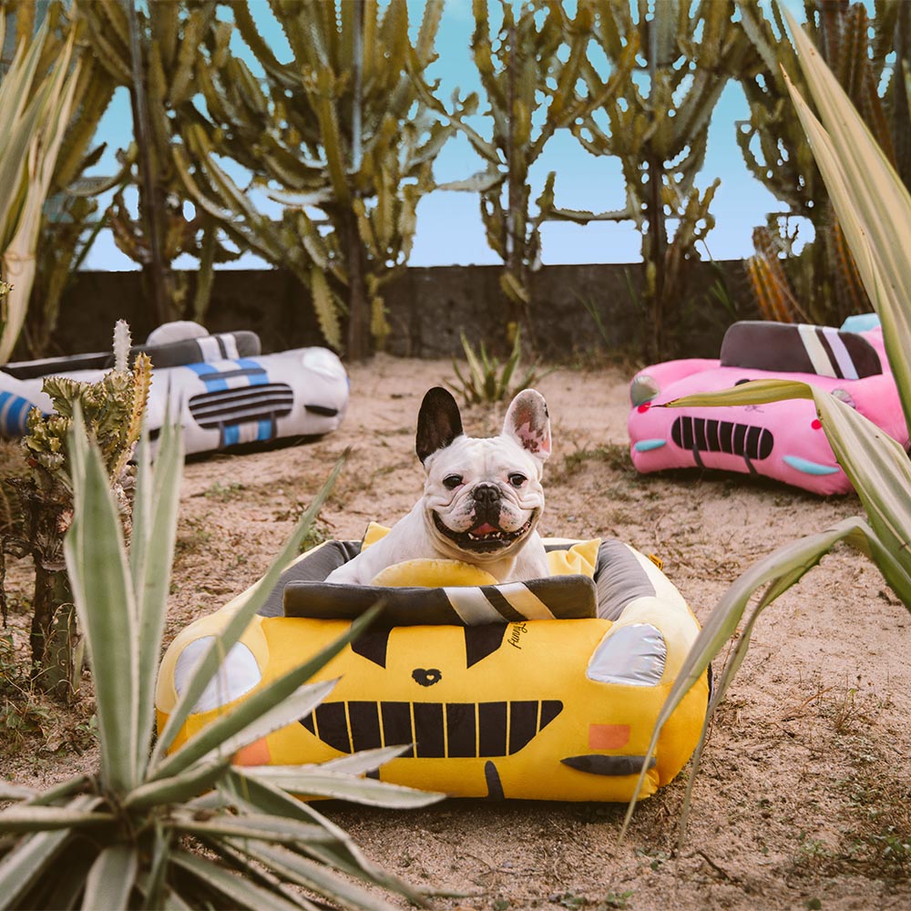 FUNNYFUZZY - Cama para perros con soporte para coche de carreras elegante - Glamour Drive