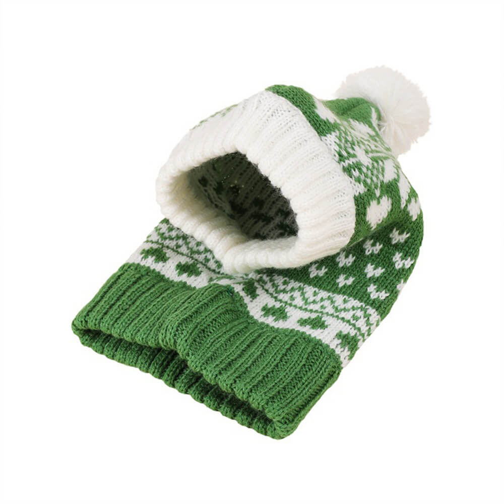 Gorro de punto cálido para perro y gato con copos de nieve y reno navideño