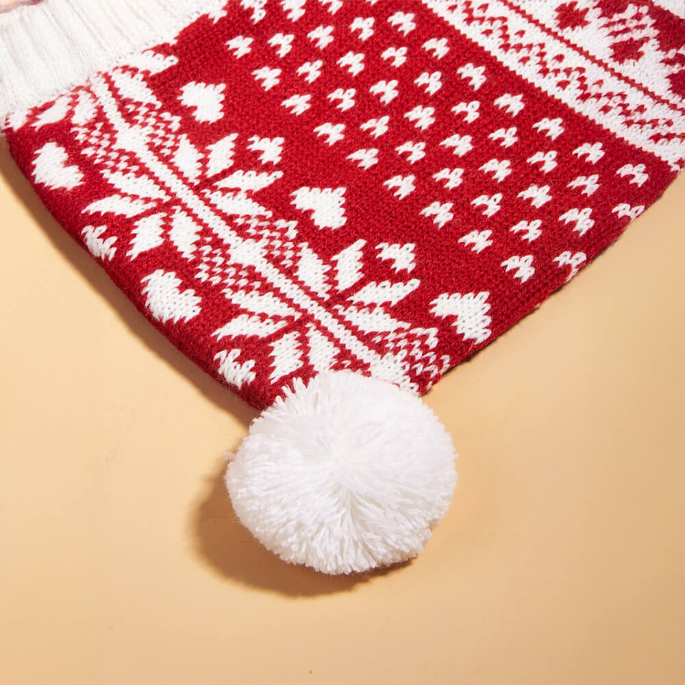 Gorro de punto cálido para perro y gato con copos de nieve y reno navideño