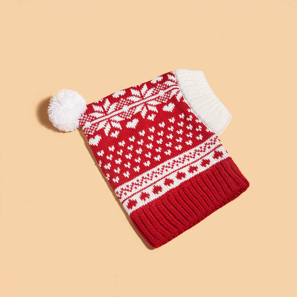 Gorro de punto cálido para perro y gato con copos de nieve y reno navideño