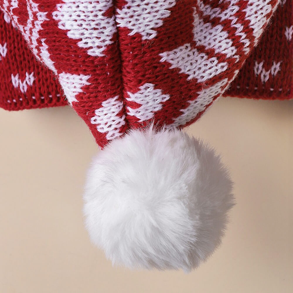 Gorro de punto cálido para perro y gato con copos de nieve y reno navideño