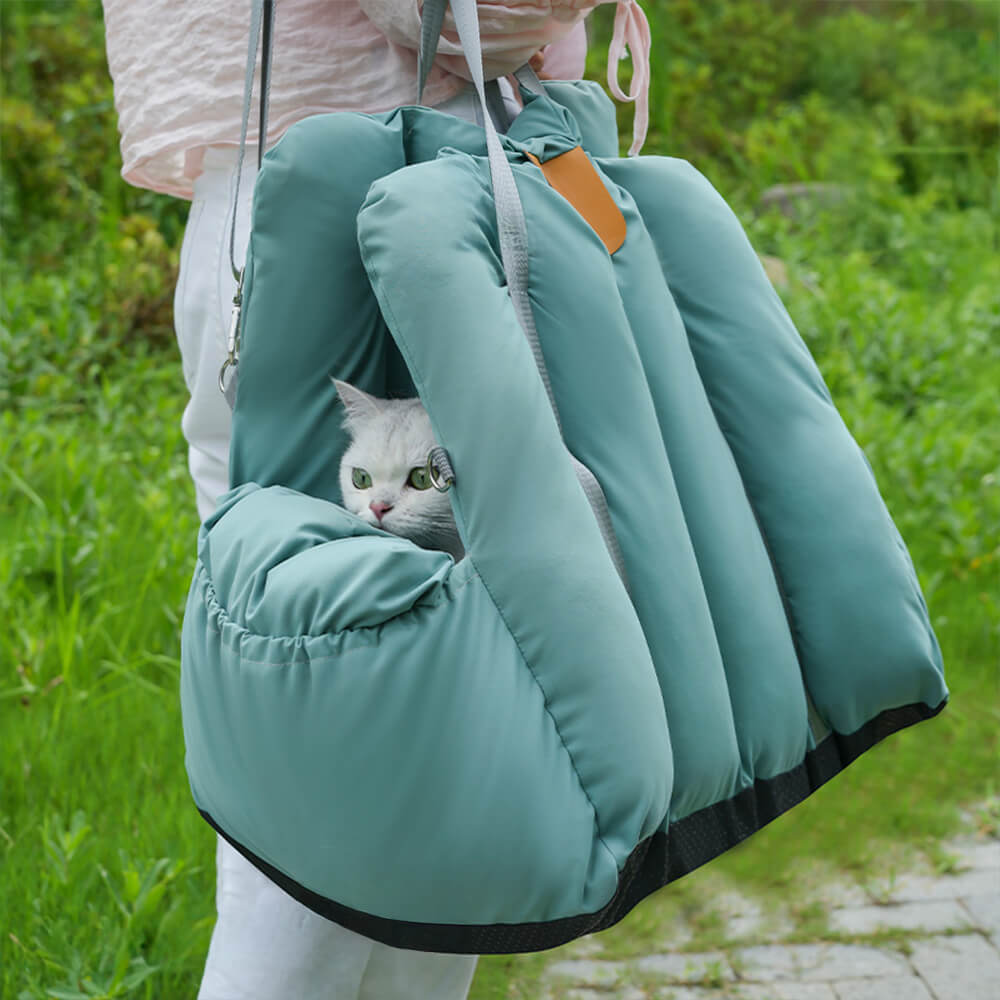 Asiento de coche y bolsa de transporte para perros y gatos, portátil, convertible y blando