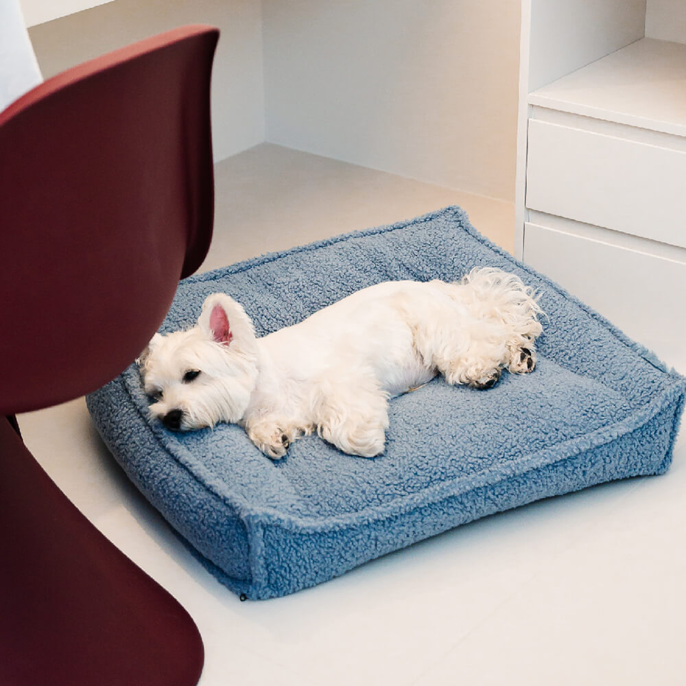 Cama ortopédica de tela de peluche con soporte curvo, impermeable, para perros y gatos