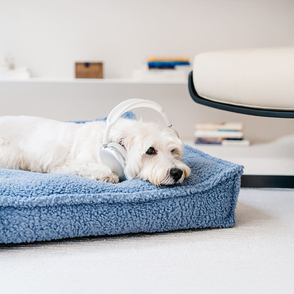 Cama ortopédica de tela de peluche con soporte curvo, impermeable, para perros y gatos