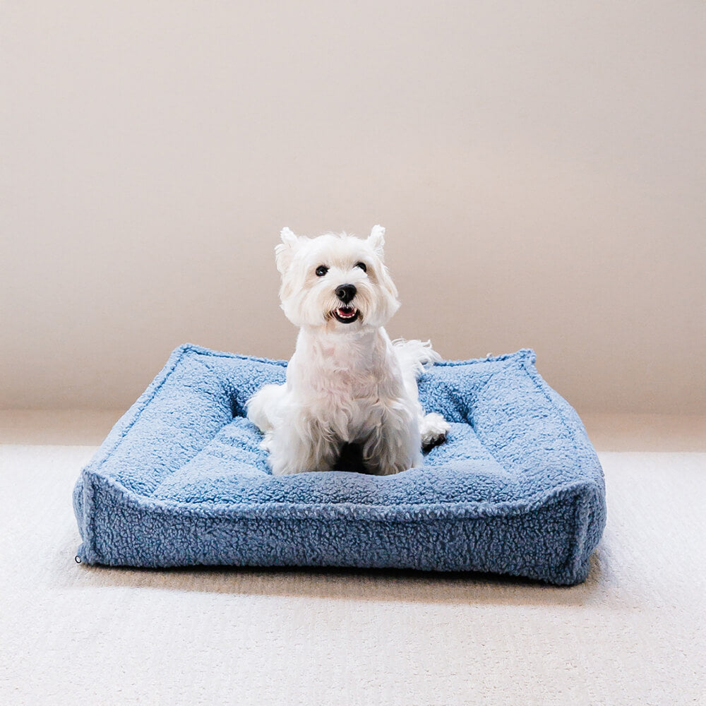 Cama ortopédica de tela de peluche con soporte curvo, impermeable, para perros y gatos