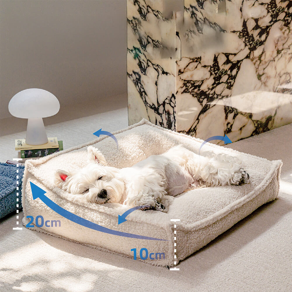 Cama ortopédica de tela de peluche con soporte curvo, impermeable, para perros y gatos