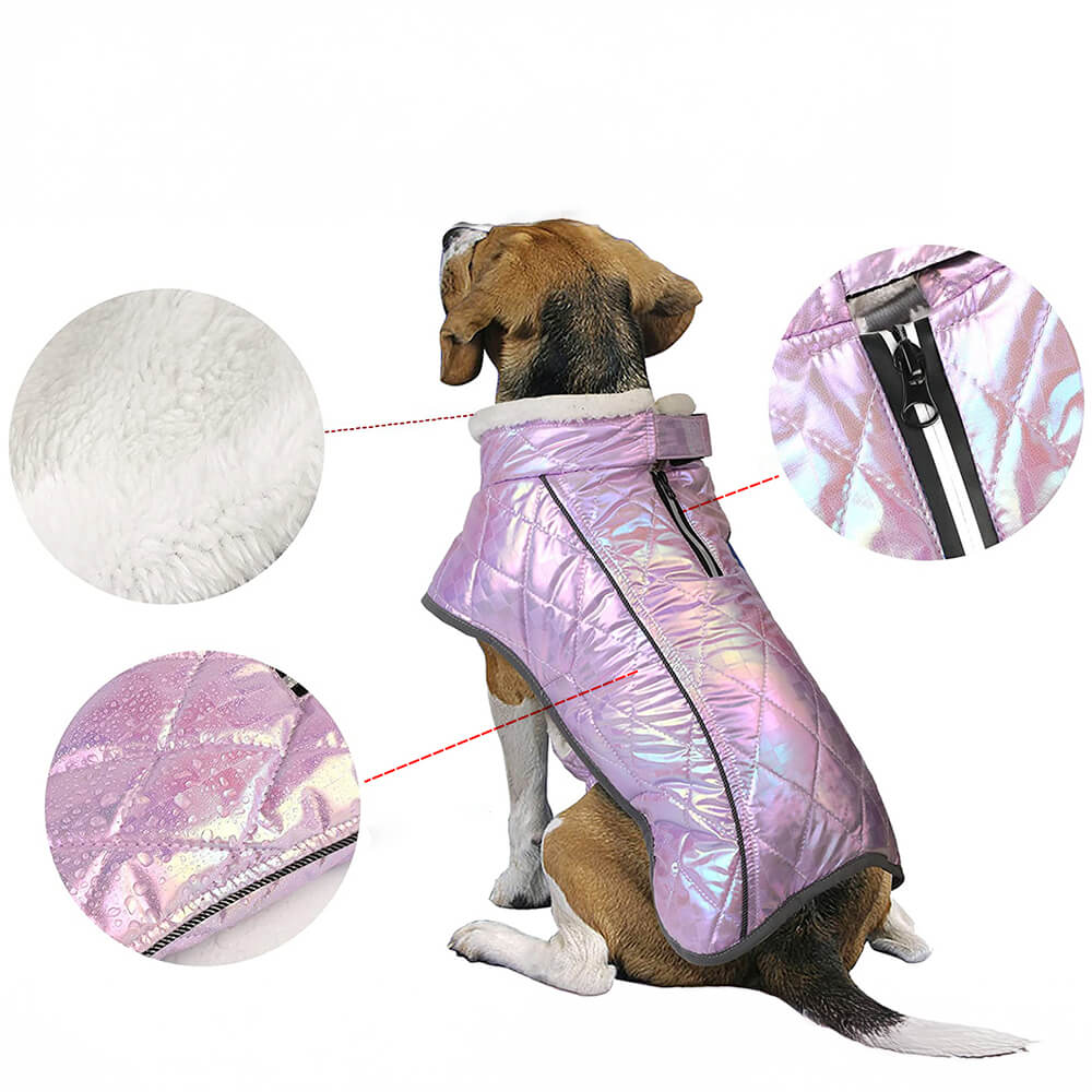 Chaqueta reflectante impermeable y colorida deslumbrante para perros