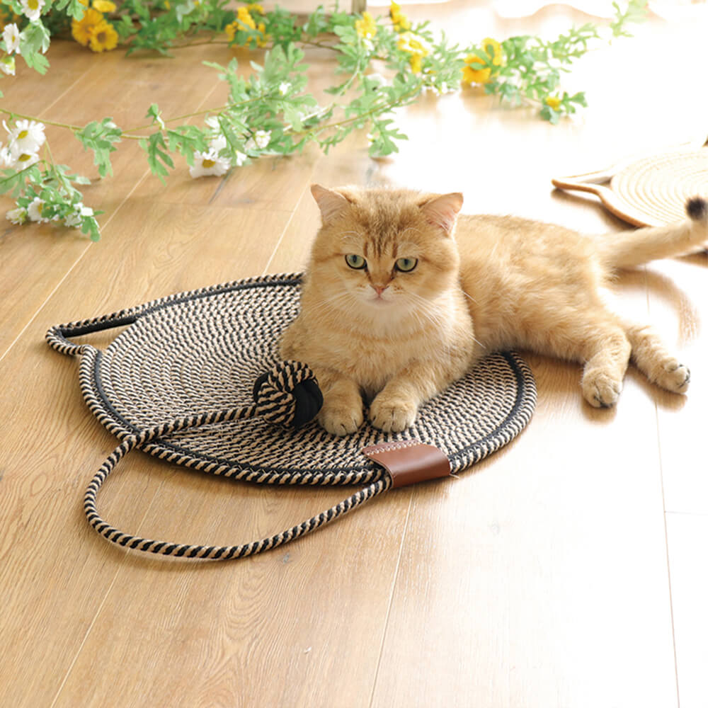 Alfombrilla para rascar en forma de orejas de gato duradera con bola de juguete