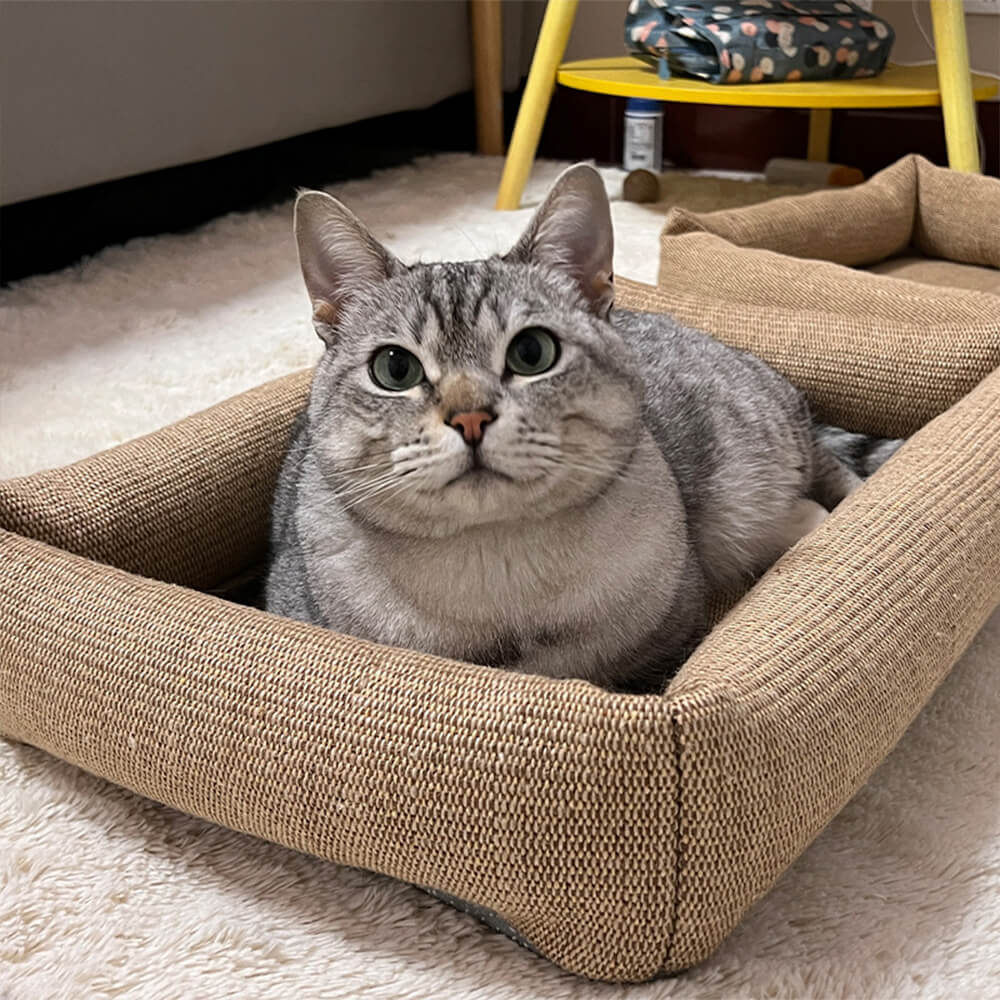 Cama para gatos duradera y resistente a los arañazos hecha de fibra de yute natural