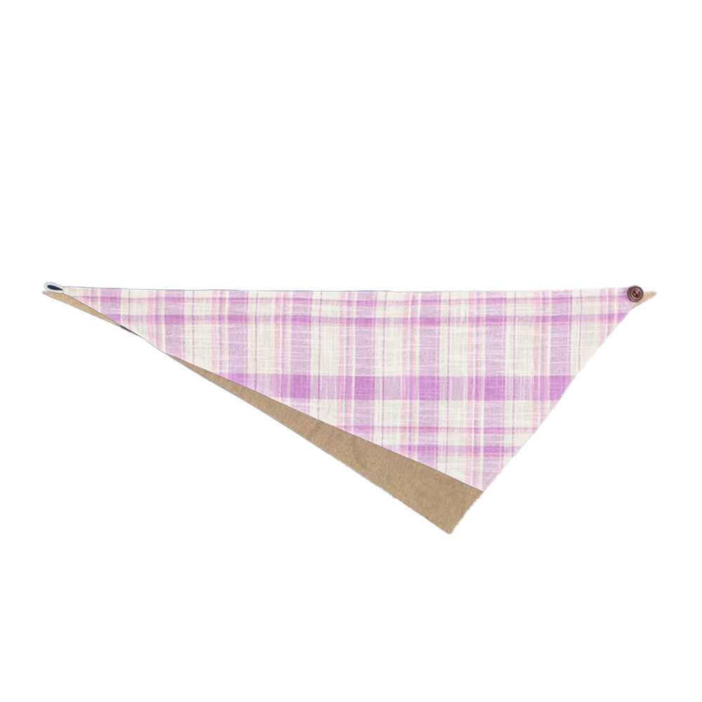 Elegante pañuelo tipo bandana triangular a cuadros ligero para perros para exteriores