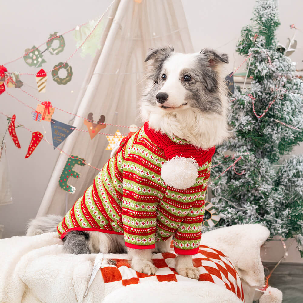 Suéter de punto para perro con diseño festivo de Papá Noel y reno