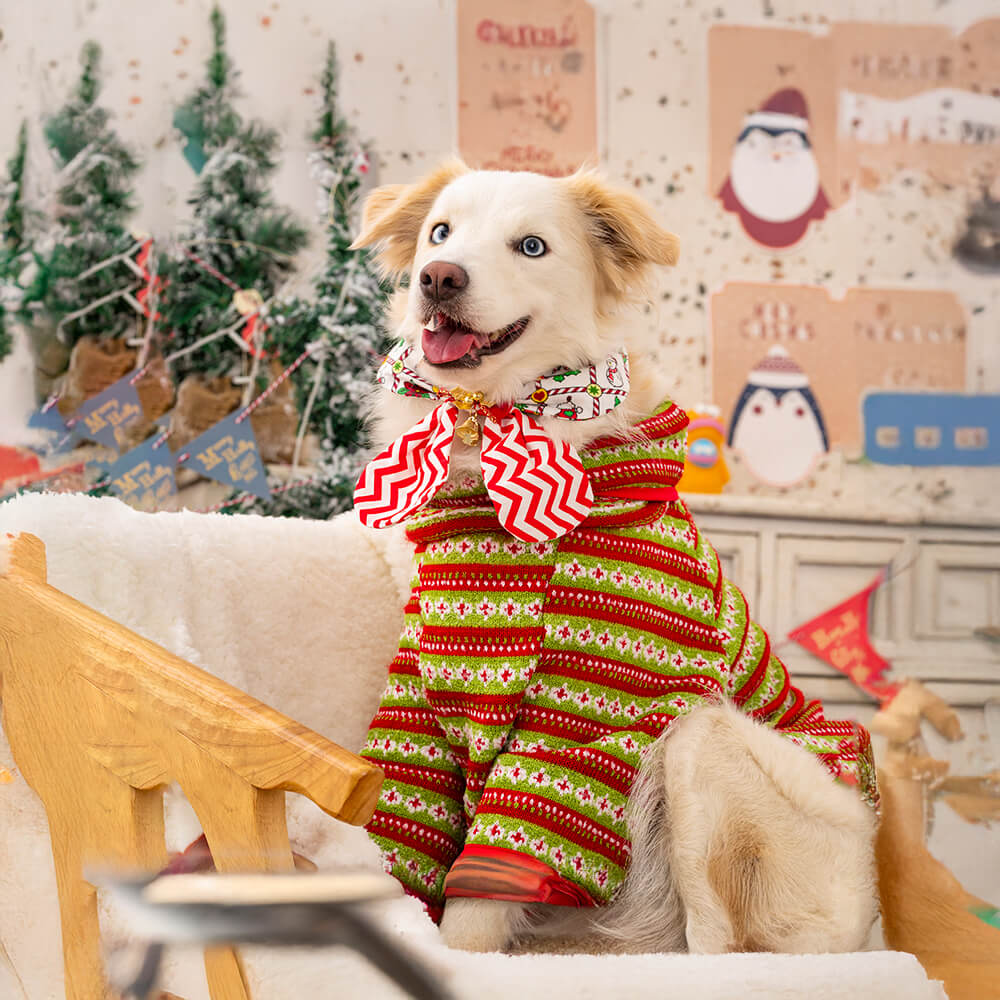 Suéter de punto para perro con diseño festivo de Papá Noel y reno