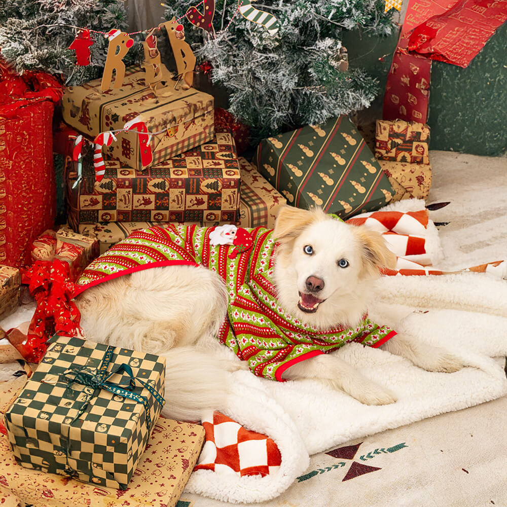 Suéter de punto para perro con diseño festivo de Papá Noel y reno