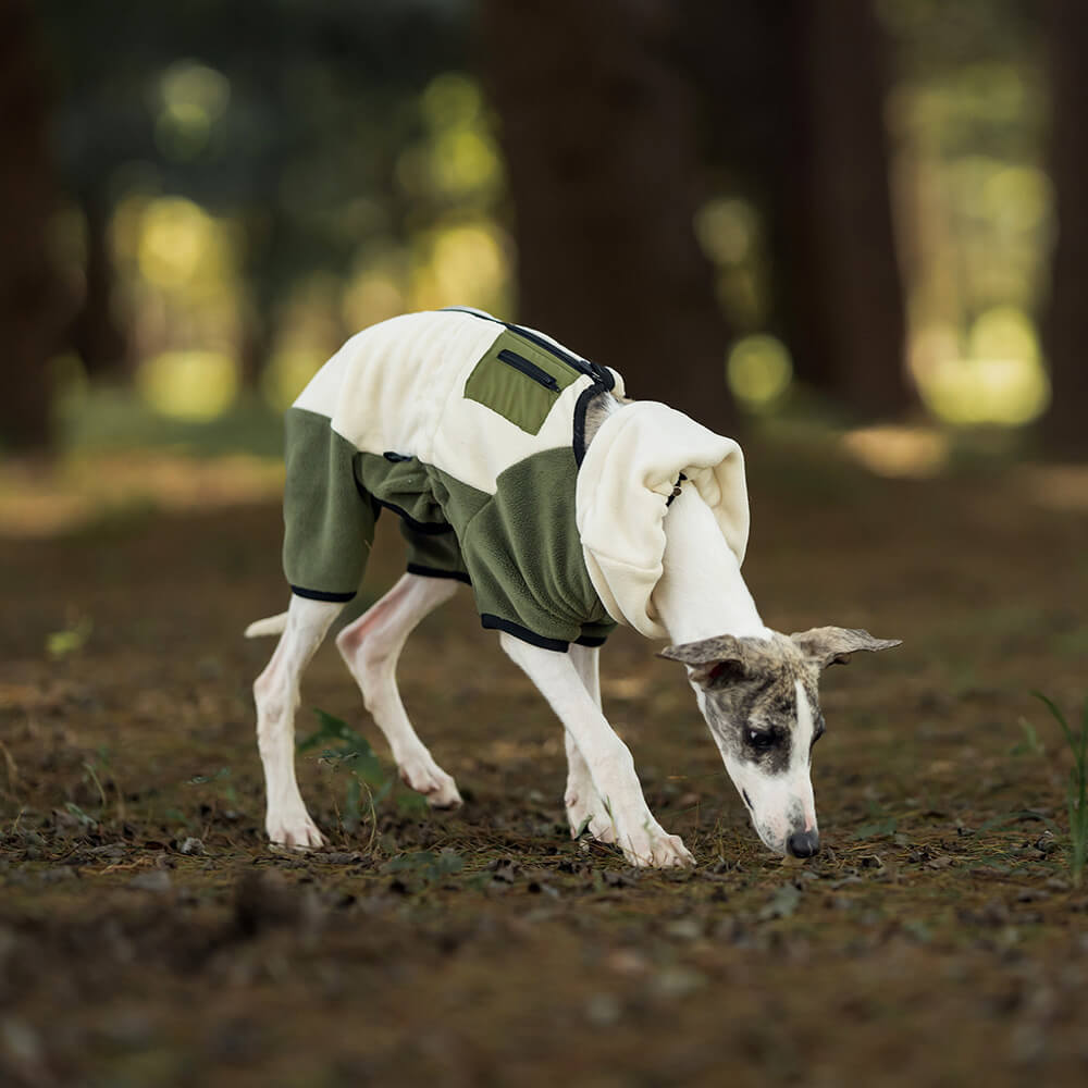 Abrigo polar cálido para perros de cuatro patas con cuello alto desmontable