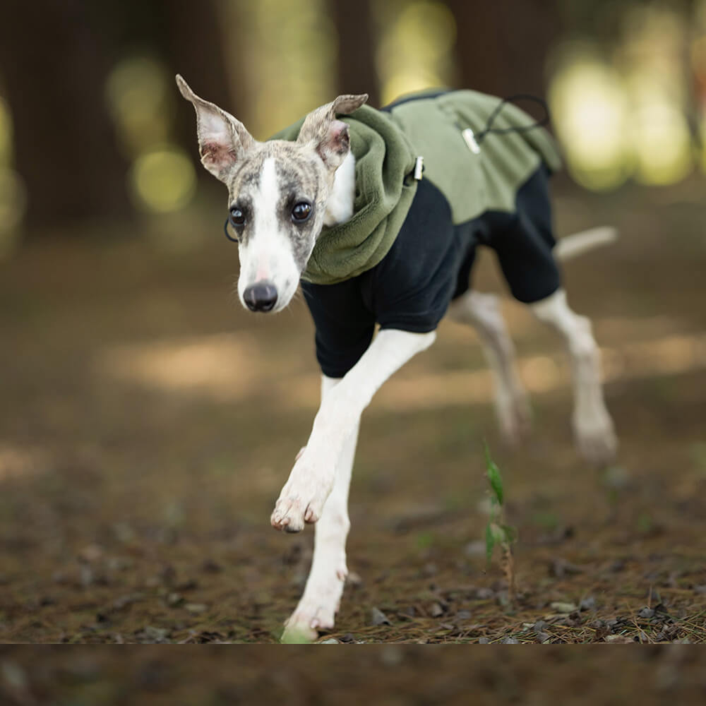 Abrigo polar cálido para perros de cuatro patas con cuello alto desmontable