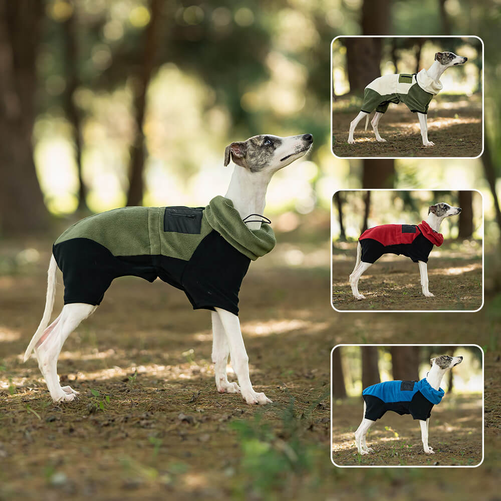 Abrigo polar cálido para perros de cuatro patas con cuello alto desmontable